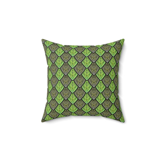 Featherfall Square Pillow - Green Dragon Scale